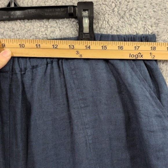 Valerie Stevens Linen Pants Women's 1X Blue Elastic Waist Lightweight Casual - Picture 6 of 12